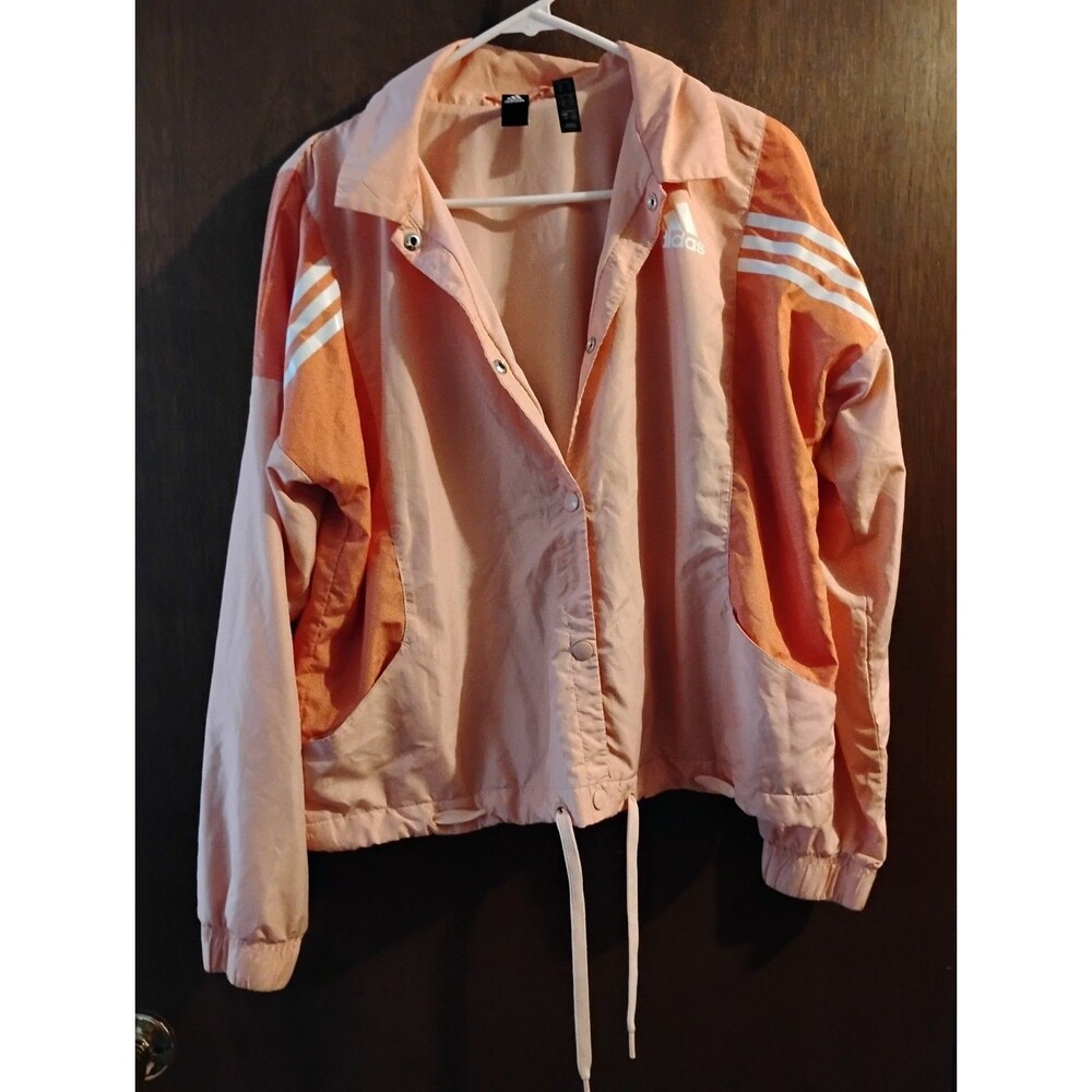 Adidas Women's Coach Trefoil Track Jacket in pink and orange Size Large